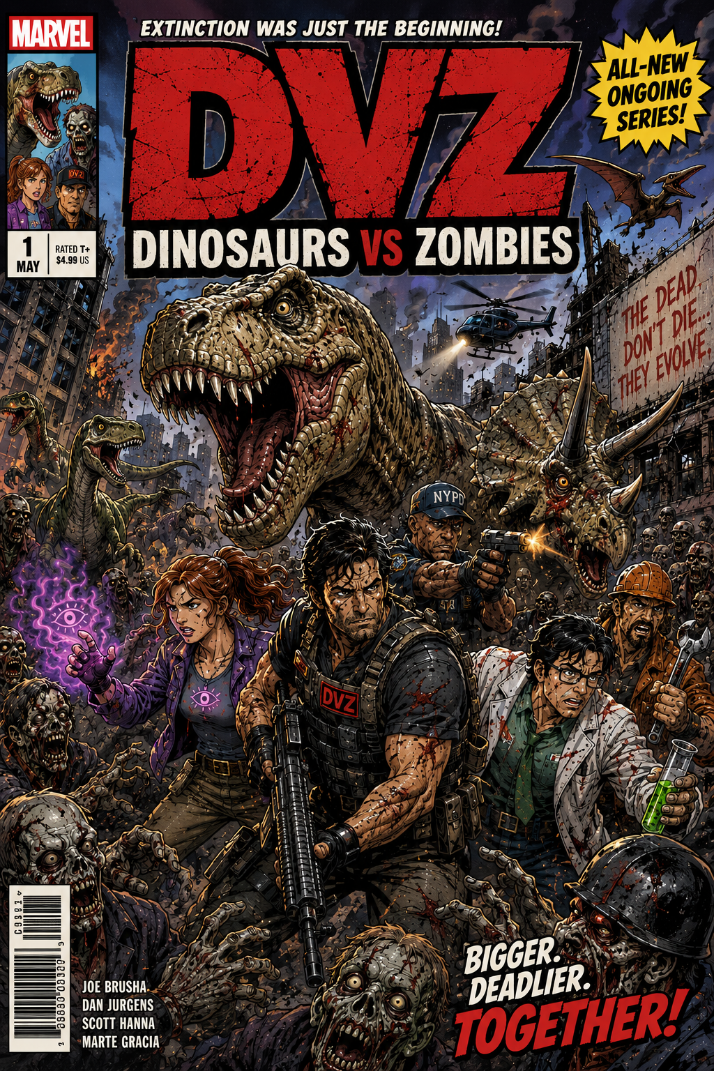 Dinosaurs Vs Zombies comic cover artwork